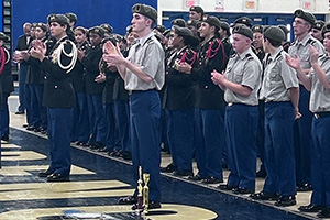 students lined up behind MSG (R) Mulvihill