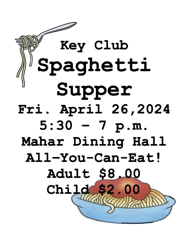 Key Club Spaghetti Dinner flyer